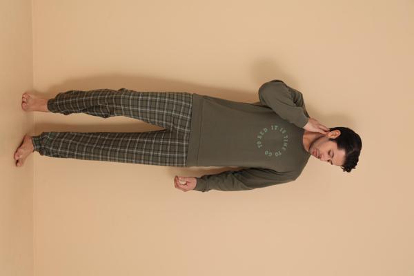 FLKN 7003 İnterlok Kışlık Ekose Pijamalı Erkek Pijama Takımı - Image 1