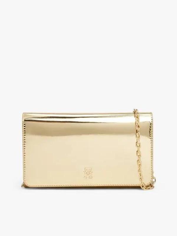 Tommy Hilfiger TH Icon Metalik Zincirli Kapaklı Kadın Gold Cüzdan AW0AW179590HS - Image 1