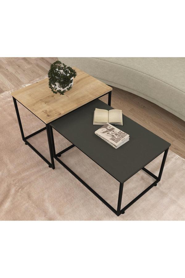 Budino Demir Ayaklı Orta Sehpa Safir - Antrasit - Image 1