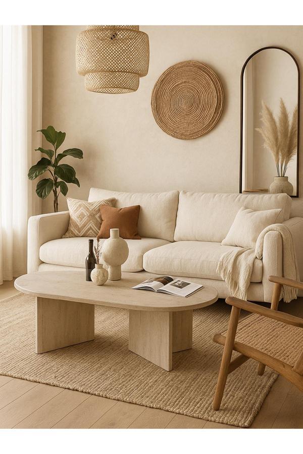 Cortado Çok Amaçlı Elips Orta sehpa Traverten - Image 1