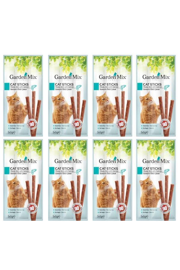 Garden Mix Somonlu Stick Kedi Ödül Maması 8 Paket 24 Stıck - Image 1
