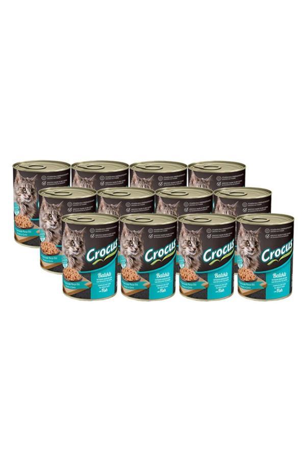 Crocus Balıklı Yetişkin Kedi Yaş Mama 400 Gr 12'Li Ekonomik Koli - Image 1