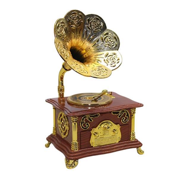 Gramofon Müzik Kutusu Kahverengi 13x26cm - Image 1