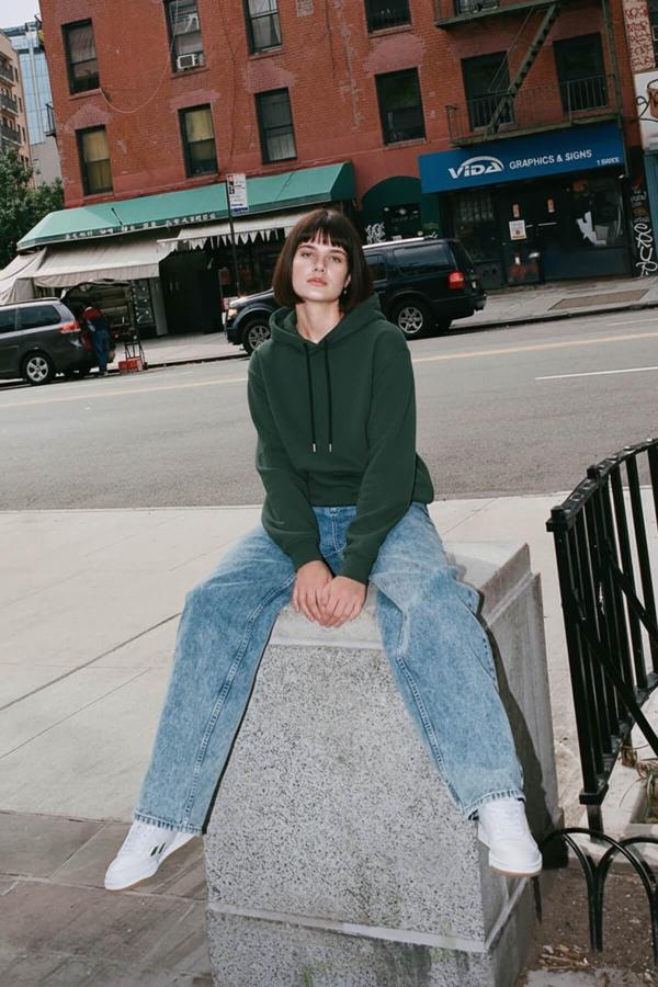 Kadın Kapüşonlu Cepli Nefti Sweatshirt - Image 1