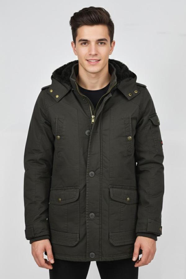 Erkek Spor Kanvas Kapüşonlu Parka M2585 BGL-ST04915 - Image 1