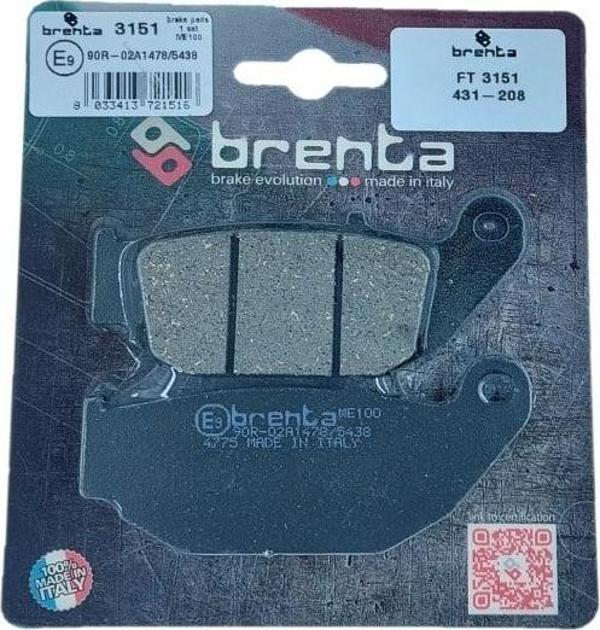 Brenta 431-208 2018-2019 Benelli BN 125 Arka Fren Balatası Organik Balata - Image 1