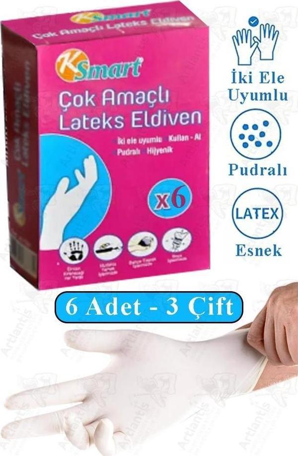 Lateks Tek Kullanımlık Pudralı Eldiven 1 Paket Doktor Eldiveni Muayene Eldiveni Beyaz M Beden Çok Amaçlı Gıda Temizlik - Image 1