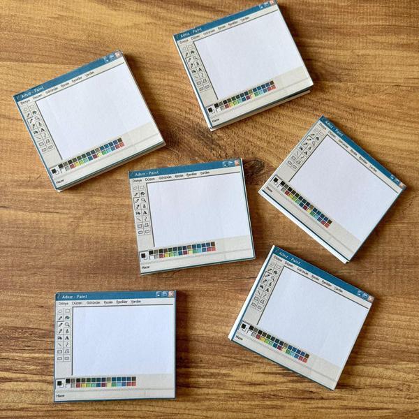 Retro Paint Temalı Bloknot - Nostaljik Kare Not Defteri (1 Adet) - Image 1