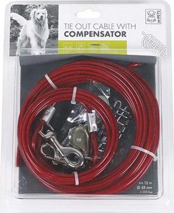 M-Pets Compansatör Çelik Köpek Bahçe Bağlama Halatı 15 M - Image 1