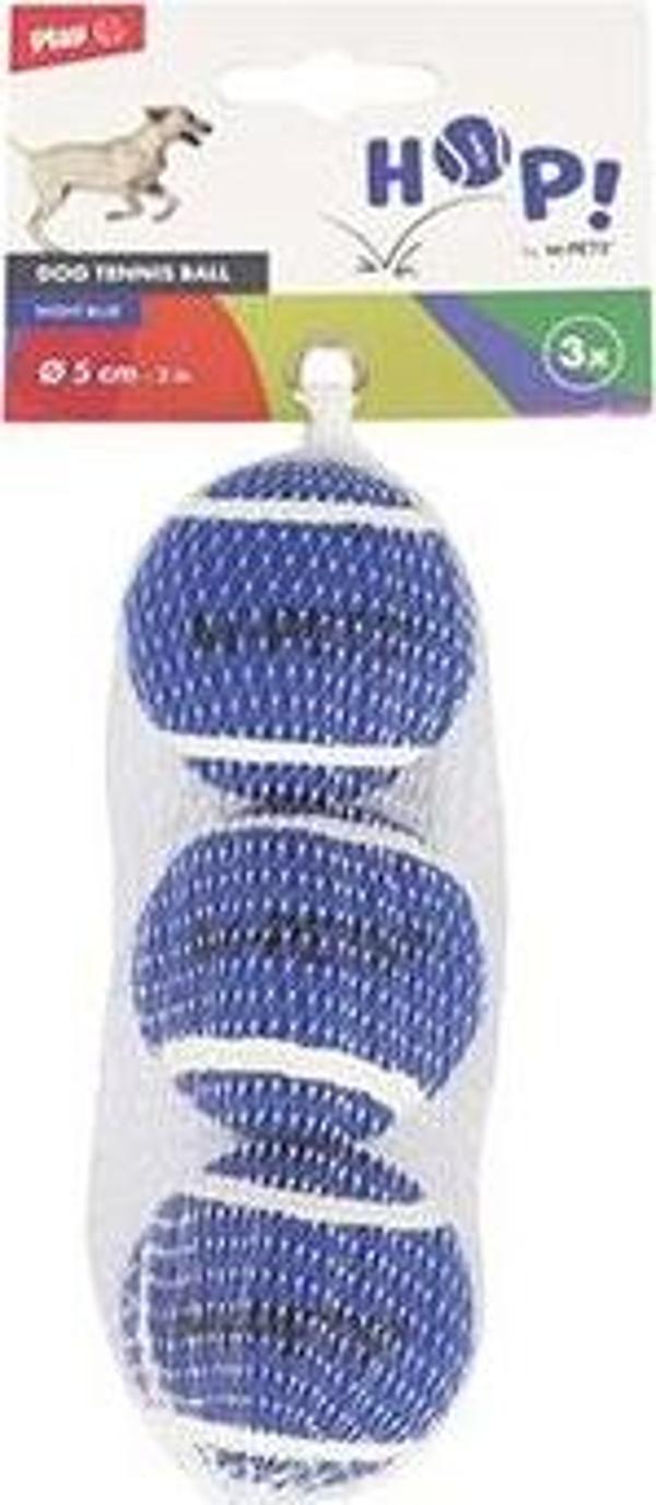 M-Pets Hop Tenis Topu Köpek Oyuncağı Mavi 3'lü 5 Cm - Image 1