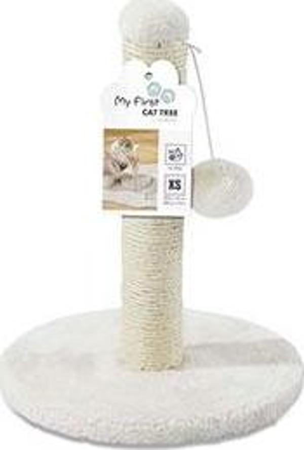 M-Pets My First Ponponlu Kedi Tırmalama Tahtası Beyaz 24x24x30 Cm - Image 1