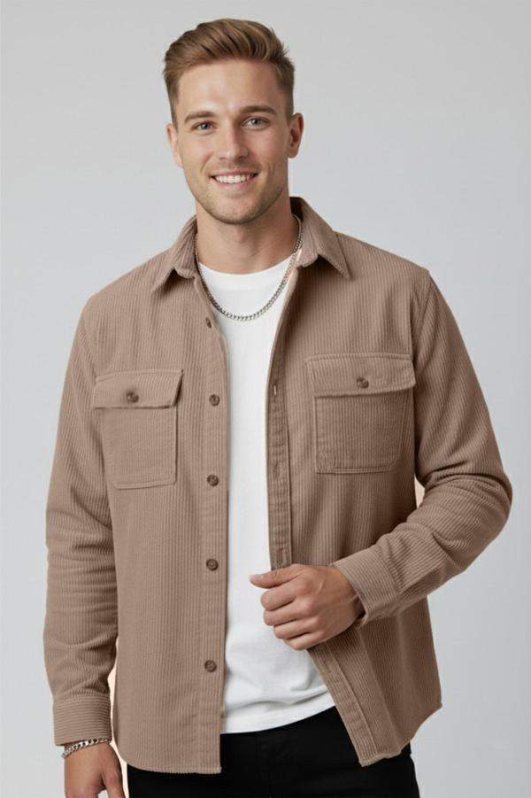 DeepSEA Vizon Cepli Likralı Kadife Kumaş Rahat Kesim Erkek Gömlek – Yumuşak Dokulu, Şık Tasarım Gömlek 2600759 - Image 1