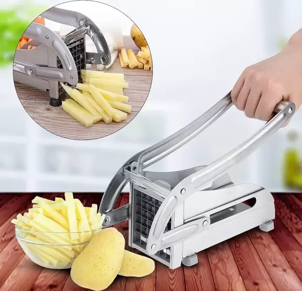 Çelik Patates Dilimleyici - Çok Fonksiyonlu Patates Dilimleyici, Sebze Doğrayıcı &amp; Rendeli Ayarlanabilir Bıçak ile Düzgün Dilimler (5060) - Image 1
