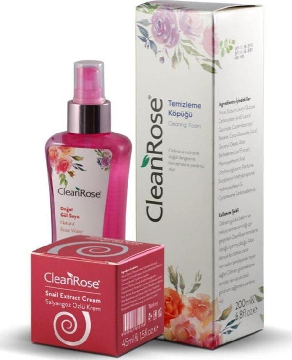 Cleanrose Salyangoz Kremi 45 ml + Doğal Gül Suyu Sprey 200 ml + Temizleme Köpüğü 200 ml - Image 1