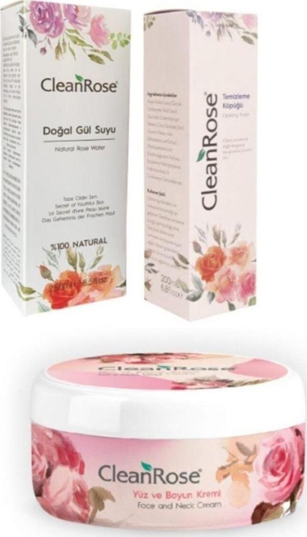 Doğal Gül Suyu 250 ml Temizleme Köpüğü 200 ml Yüz Ve Boyun Kremi 125 ml - Image 1