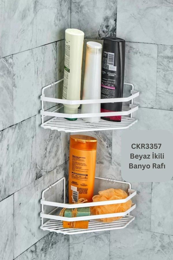Cooker CKR3357 Beyaz Banyo Rafı 2'li - Image 1