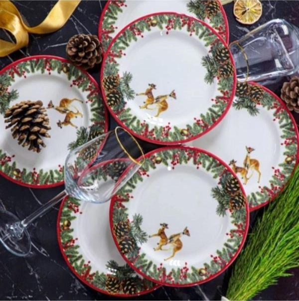 Kosova YLB1104 Ceylan Desenli Pasta Tabağı 20 cm 6'lı - Image 1