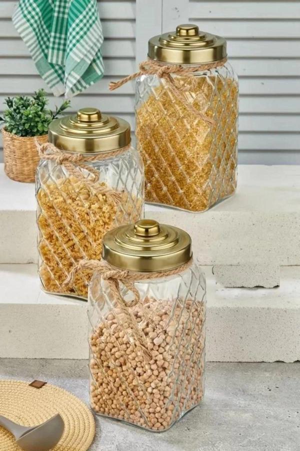 Cooker CKR2263 Gold Kapaklı Cam Kavanoz 30 cm 1 Adet - Image 1