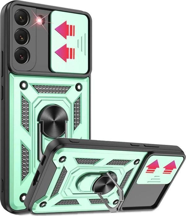 Samsung Galaxy S22 Kılıf Pars Lens Yüzüklü Silikon - Yeşil-(5796) - Image 1