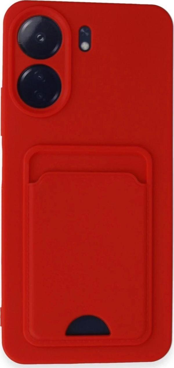 Xiaomi Redmi 13C Kılıf Kelvin Kartvizitli Silikon - Kırmızı-(5796) - Image 1