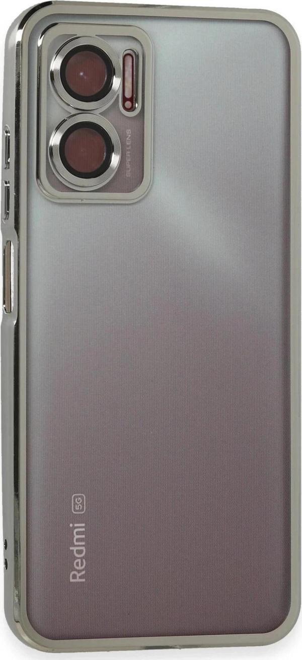 Xiaomi Redmi Note 11E Kılıf Lensli Silikon - Gümüş-(5796) - Image 1