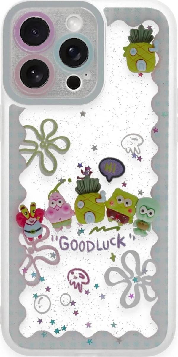 iPhone 14 Pro Max Kılıf Sweet Desenli Silikon Kapak - Açık Mavi-(5796) - Image 1