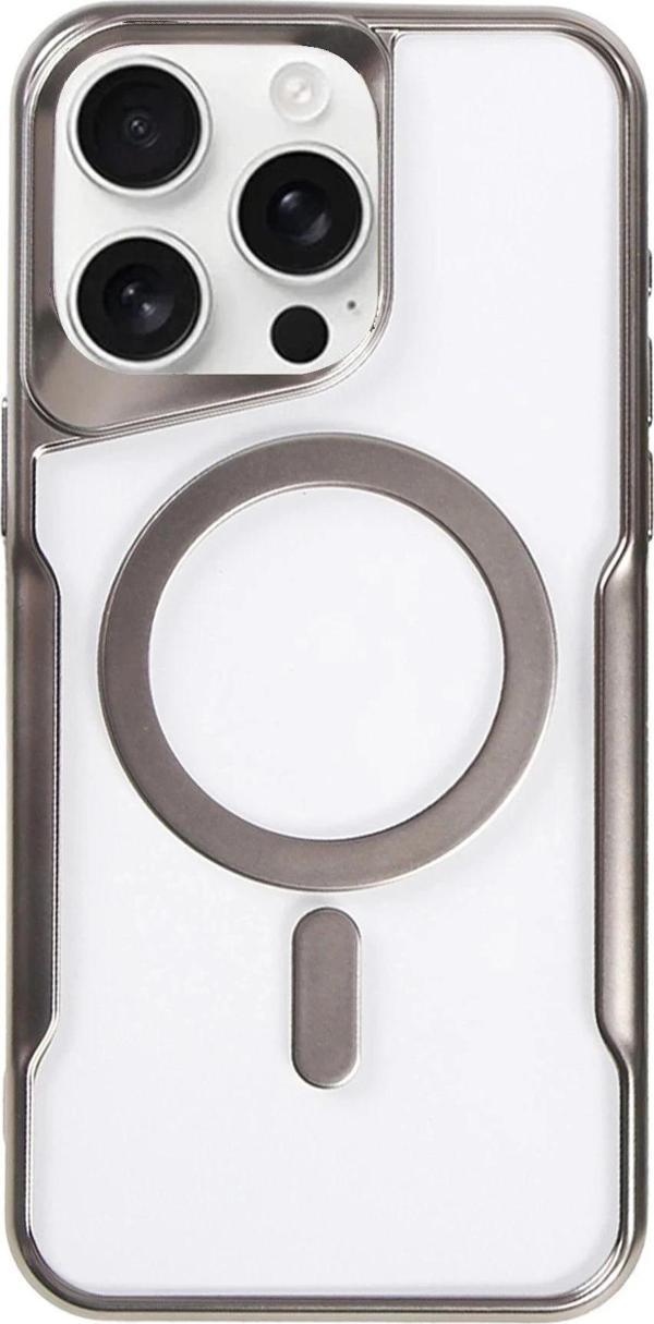 iPhone 16 Pro Kılıf Boyi Magsafe Silikon Kapak - Titan Gri-(5796) - Image 1