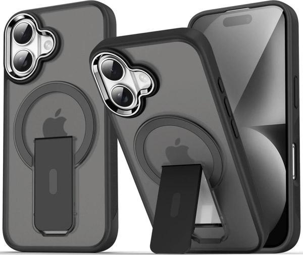 iPhone 16 Plus Kılıf Tork Magsafe Standlı Kapak - Siyah-(5796) - Image 1