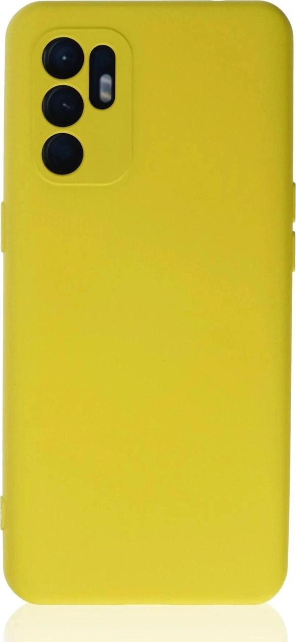 Oppo Reno 6 Kılıf Nano içi Kadife Silikon - Sarı1-(5796) - Image 1