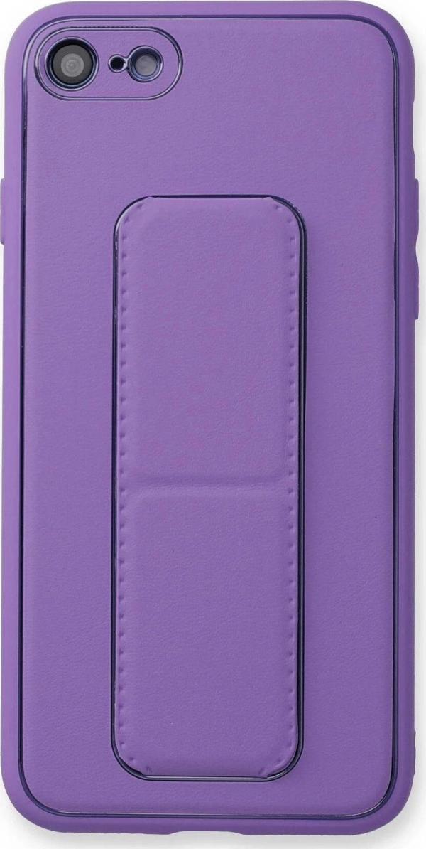 iPhone 7 Kılıf Coco Deri Standlı Kapak - Koyu Lila-(5796) - Image 1