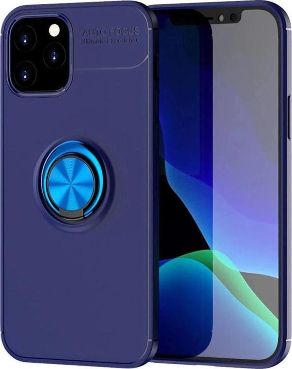 iPhone 12 Kılıf Range Yüzüklü Silikon - Mavi-(5796) - Image 1