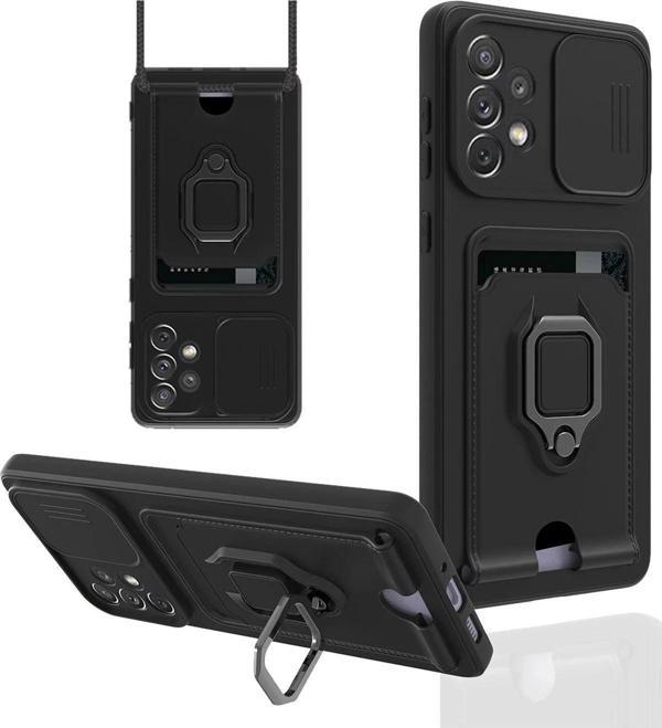 Samsung Galaxy A53 5G Kılıf Zuma Kartvizitli Yüzüklü Silikon - Siyah-(5796) - Image 1