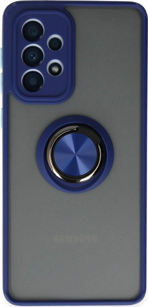 Samsung Galaxy A33 5G Kılıf Montreal Yüzüklü Silikon Kapak - Lacivert-(5796) - Image 1