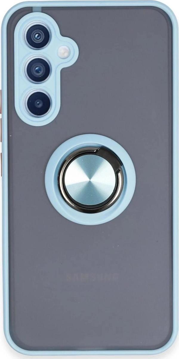 Samsung Galaxy A54 5G Kılıf Montreal Yüzüklü Silikon Kapak - Buz Mavi-(5796) - Image 1