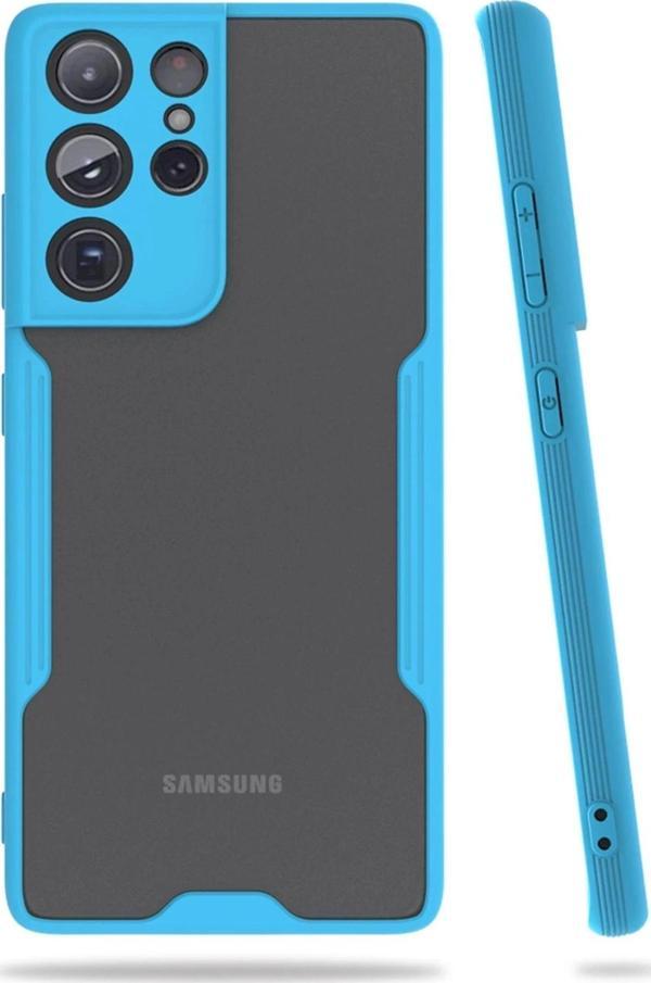 Samsung Galaxy S21 Ultra Kılıf Platin Silikon - Mavi-(5796) - Image 1