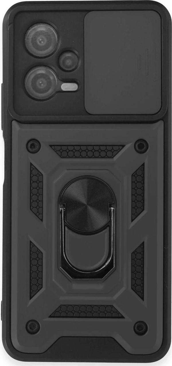 Xiaomi Redmi Note 12 5G Kılıf Pars Lens Yüzüklü Silikon - Siyah-(5796) - Image 1