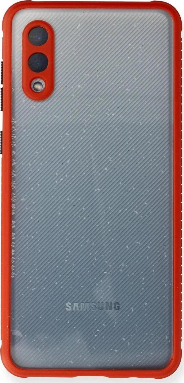 Samsung Galaxy A02 Kılıf Miami Şeffaf Silikon - Kırmızı-(5796) - Image 1