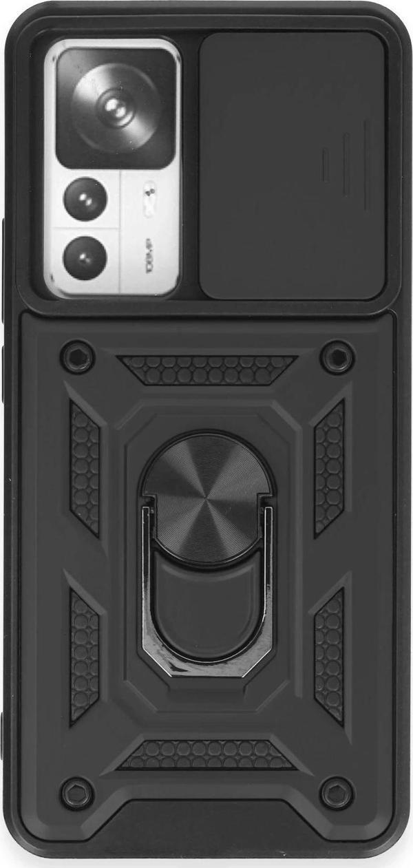 Xiaomi Mi 12T Pro Kılıf Pars Lens Yüzüklü Silikon - Siyah-(5796) - Image 1