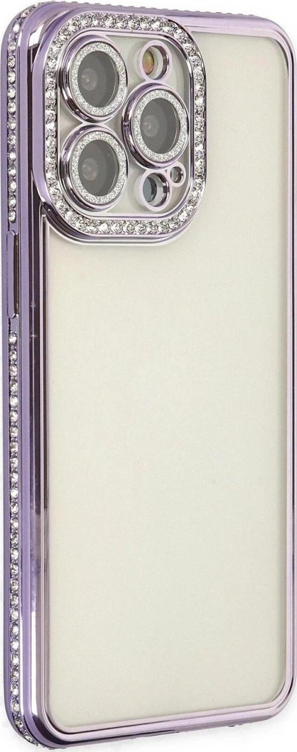 iPhone 14 Pro Kılıf Joke Taşlı Silikon - Mor-(5796) - Image 1