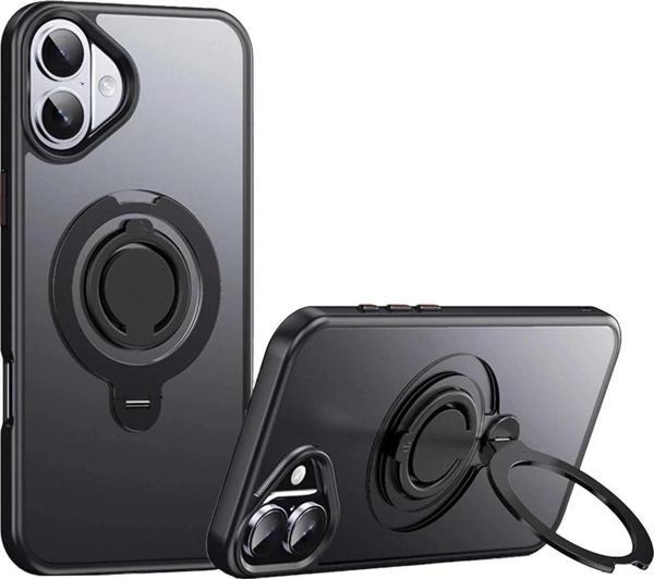iPhone 16 Plus Avatar 360 Dönen Magsafe Kapak - Siyah-(5796) - Image 1