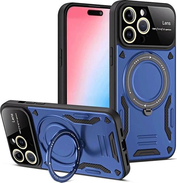 iPhone 15 Pro Joy Lens Standlı Kapak - Lacivert-(5796) - Image 1