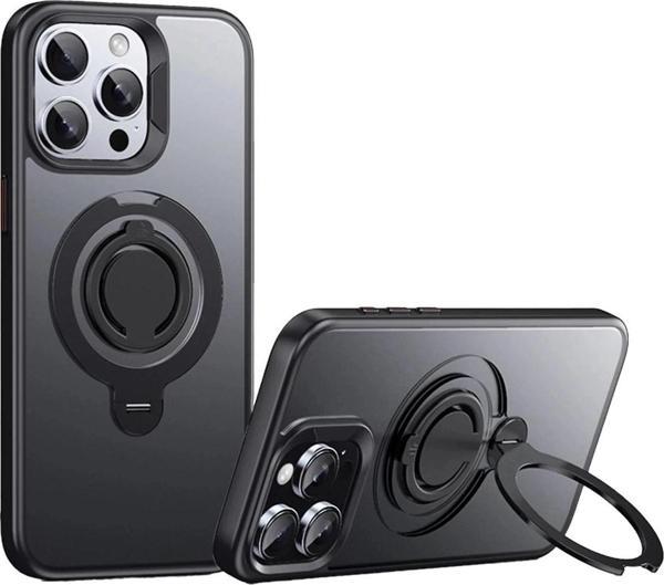 iPhone 15 Pro Max Avatar 360 Dönen Magsafe Kapak - Siyah-(5796) - Image 1