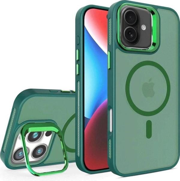 iPhone 16 Flet Lens Magsafe Kapak - Koyu Yeşil-(5796) - Image 1