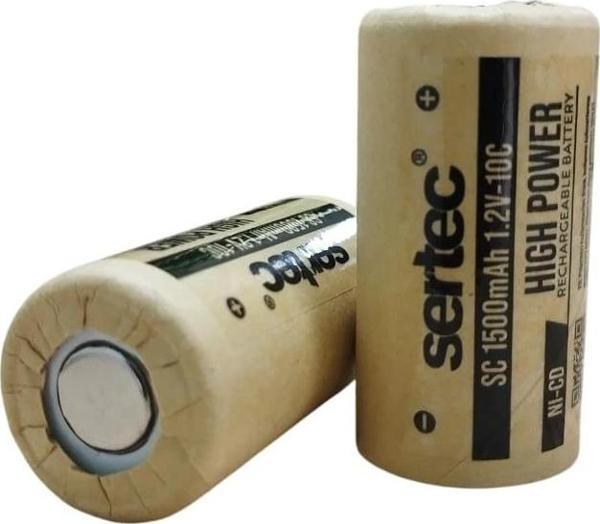 1.2V Ni-Cd SC 1500 Mah Kağıt Şarjlı Pil 10C (Başsız/Flat Head) - Image 1