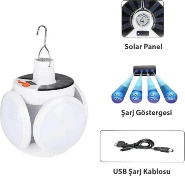 P-038 Solar Güneş Enerji Ve Usb Sarjli 5 Kanatlı - Image 1
