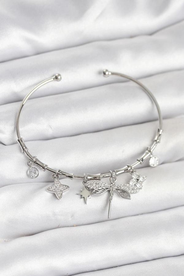 BFS Yusufçuk Charmlı Gümüş Renk Pirinç Kadın Bileklik - Image 1