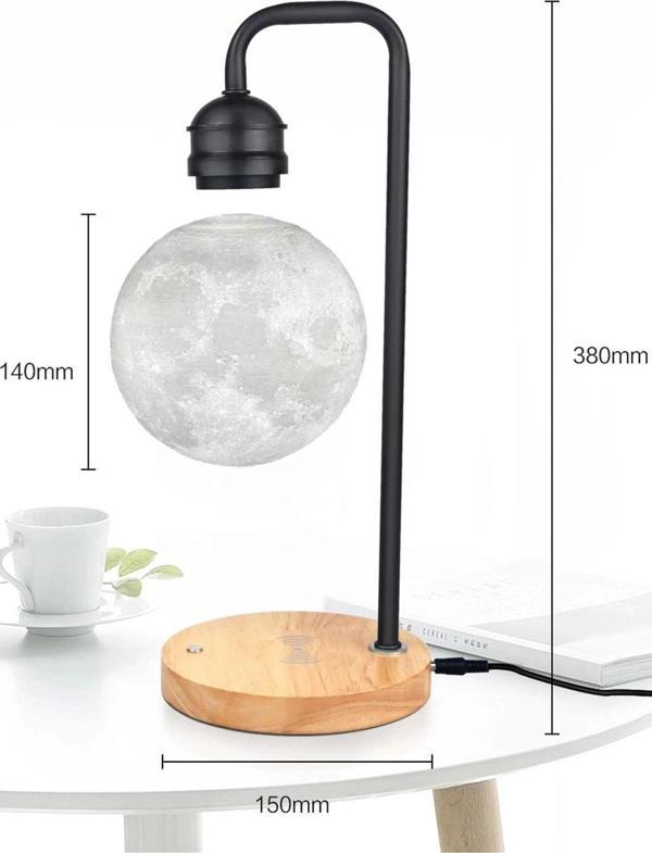 XF02 Ay Görünümlü Kablosuz Şarj Özellikli Gece Lambası - Siyah-(5796) - Image 1