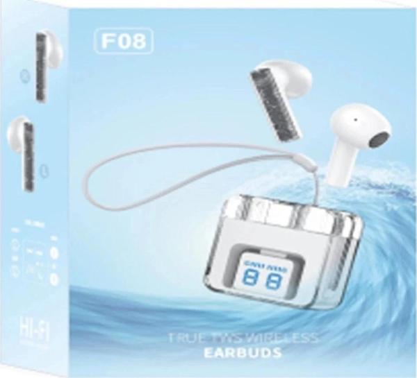 F08 Dijital Şarj Göstergeli TWS Bluetooth Kulaklık - Mavi-(5796) - Image 1