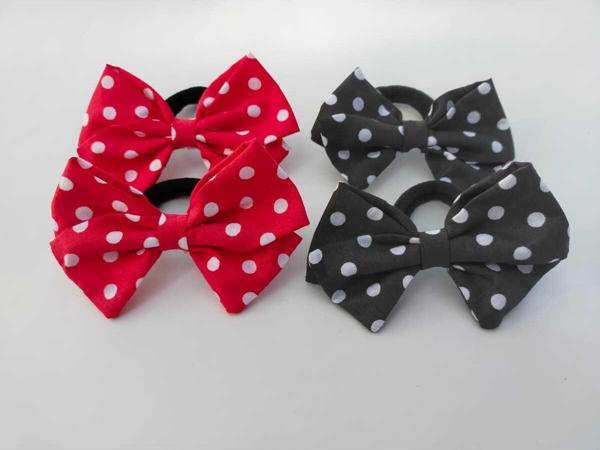 Angels Collection Puantiyeli Fiyonk Toka Lastikli 4'Lü- Kırmızı- Siyah - Image 1