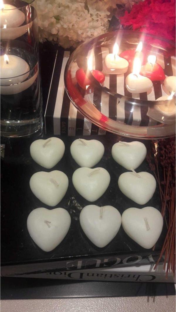 Abete Iv Candles Valentine'S Day 12'Li Beyaz Kalp Mum - Image 1